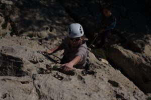 Lynne leading one of the nice easy routes at Echo 1.5, Costa Blanca.