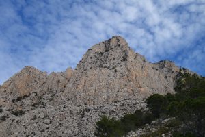 Looking up at the Puig Campana, with the Epsilon Central, just right on the centre of the peak.