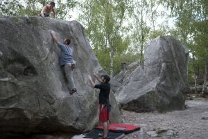 Cheymoon doing some great peer coaching on a thin font slab. In font technique and finesse is often better than strength!