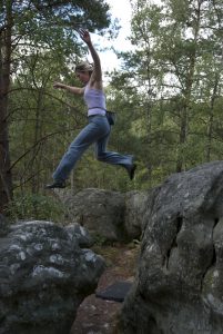 Sam makes the leap of faith on a circuit that wanders through the woods.
