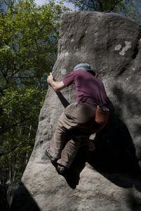 Climbing aretes in Fontainebleau