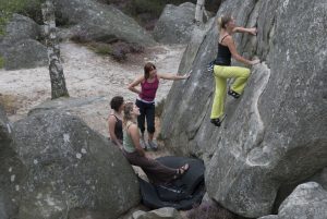 Lynne working on her technical on a fontainebleau holiday.
