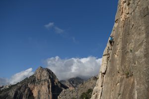 The great Tiempo Moderno 6a+ on Sierra De Topix, an extremely popular destination in near Calpe.