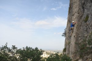 One of the great technical 6a's at L'Ocaive near the Xalon Valley in Costa Blanca