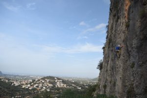 One of the great technical 6a's at L'Ocaive near the Xalon Valley in Costa Blanca